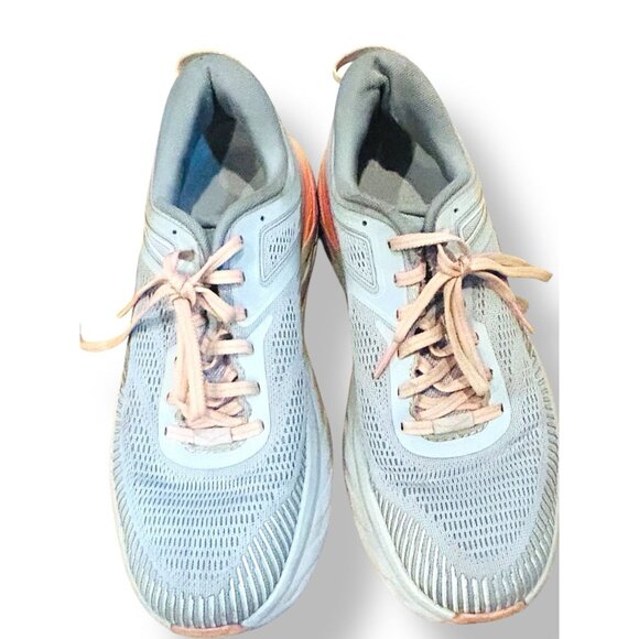 Hoka One One W Bondi 7 Womens Size 9.5 Gray Peach Running Shoes Sneakers Cushion - Picture 3 of 16